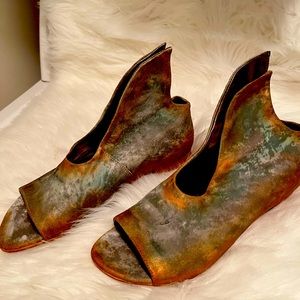 Papucei Rust, Green & Silver Cutout Sandals